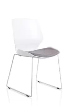 Florence Sled White Frame Dark Grey Fabric Visitor Chair