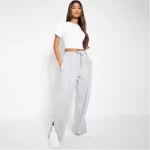 I Saw It First Petite Wide Leg Pin Tuck Split Hem Jogger - Grey