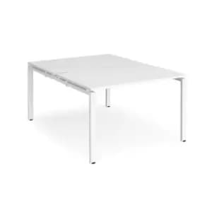 Bench Desk 2 Person Starter Rectangular Desks 1200mm White Tops With White Frames 1600mm Depth Adapt