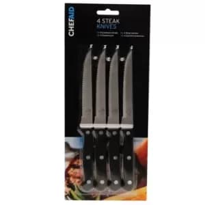 Chef Aid 4 Steak Knives - Black