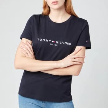 Tommy Hilfiger Womens TH Essentials Hilfiger Regular T-Shirt - Desert Sky - M