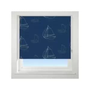 Universal - Boats Patterned Daylight Roller Blind, Navy, W150cm