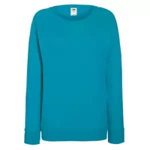 Fruit OF The Loom Ladies Fitted Lightweight Raglan Sweatshirt (240 GSM) (2XL) (Azure Blue)