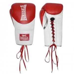 Lonsdale L60 Lace Leather Fight Gloves - Red/White
