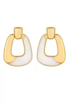 Gold Plated Polished And Enamel Doorknocker Earrings