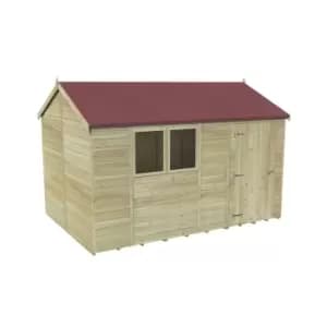 Forest Garden Timberdale 12X8 Reverse Apex Pressure Treated Tongue & Groove Solid Wood Shed With Floor (Base Included) - Assembly Service Included