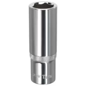 Sealey SP3815D WallDrive Socket 15mm Deep 3/8"Sq Drive Fully Polished