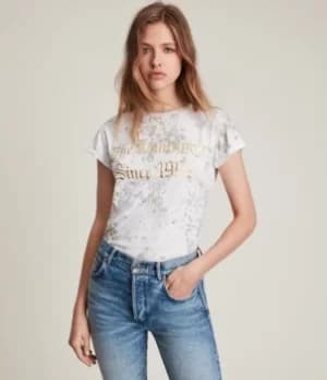 AllSaints Womens Portland Anna T-Shirt, White, Size: 12