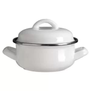 Premier Housewares Mini Retro Casserole Dish - White Enamel