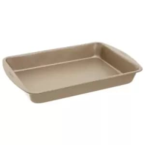 Premier Housewares Satin Champagne Carbon Steel Roasting Pan 38cm - Gold