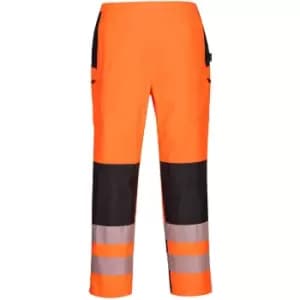 Oxford Weave 300D Class 2 PW3 Hi Vis Womens Waterproof Rain Trousers Orange / Black L 31"