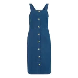 Yumi Blue Denim Dungaree Dress - Blue