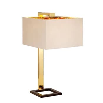 Plein 1 Light Table Lamp - Dark Brown, Polished Gold Finish, E27