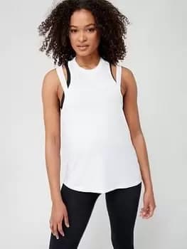 adidas Train Essentials 3bar Tank, White, Size 2XL, Women