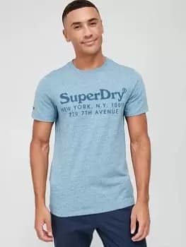 Superdry Vintage Venue Tonal T-Shirt - Sky Blue, Sky Blue, Size L, Men