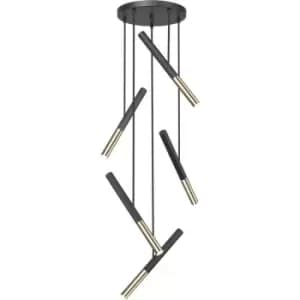 Zumaline Loyalampa Integrated LED Cluster Pendant Ceiling Light, Matt Black, French Gold, 3000K, 2250Lm