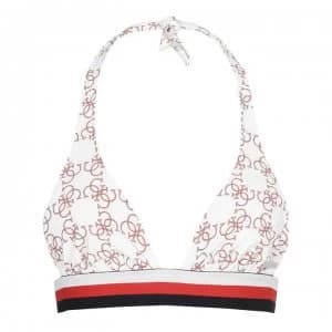 Guess Logomania Halterneck Bikini Top - Cream A009