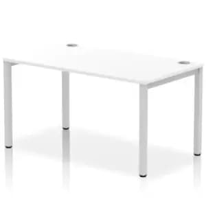 Impulse Bench Single Row 1400 Silver Frame Office Bench Desk White