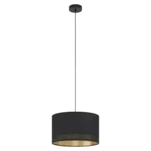 Eglo Esteperra Black and Gold Drum Shade Pendant