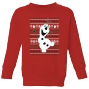 Disney Frozen Olaf Dancing Kids Christmas Sweatshirt - Red - 11-12 Years