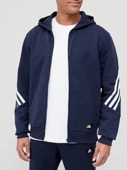 adidas Future Icon 3 Stripe Zip Hoodie - Navy Size M Men