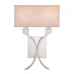 2 Light Indoor Twin Candle Wall Light Polished Nickel Plate with Beige Shades, E14