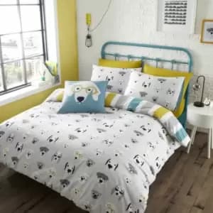 Catherine Lansfield - Cool Dogs Print Reversible Easy Care Duvet Cover Set, Grey, King