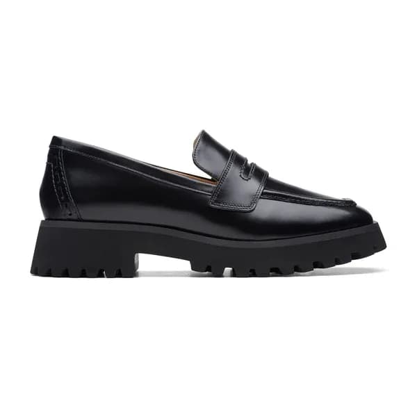 Clarks Womens Stayso Edge Leather Loafers - UK 4 Black Shoes female 26174705 4