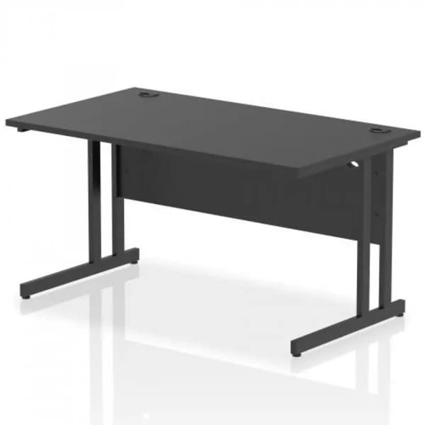 Impulse Impulse 1400 x 800mm Straight Office Desk Black Top Black Cantilever Leg IRDC14BBLK