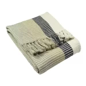 Furn. Tulsa Throw Knitted Striped Design Cotton Grey / Natural