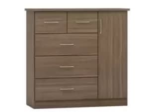 Seconique Nevada Rustic Oak 1 Door 5 Drawer Chest of Drawers