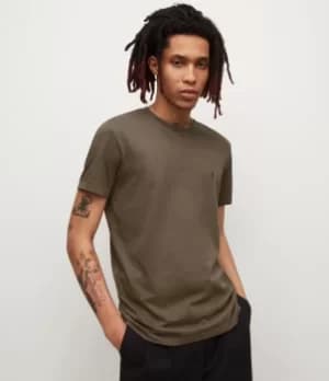 AllSaints Mens Tonic Crew T-Shirt, Grove Brown, Size: M