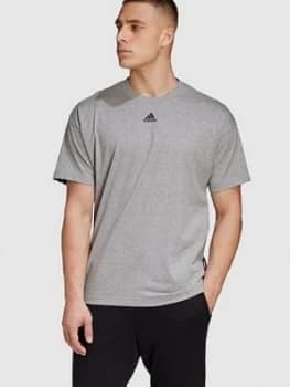 Adidas 3 Stripe T-Shirt - Medium Grey Heather