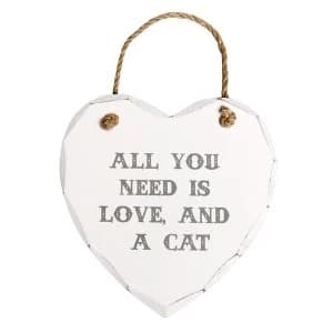 Sass & Belle All You Need Is Love And A Cat Heart Plaque