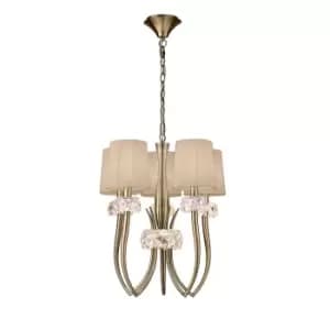 Loewe Slim Pendant 5 Light E14, Antique Brass With Soft Bronze Shades