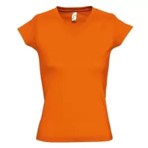 SOLs Womens/Ladies Moon V Neck Short Sleeve T-Shirt (M) (Orange)