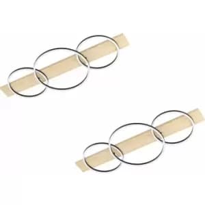 Loops - 2 pack Wall Flush Ceiling Light Black Brown Shade White Plastic LED 2x12W 1x12W