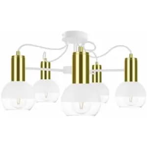Keter Arne Multi Arm Semi Flush Ceiling Light White, Gold, 60cm, 5x E27