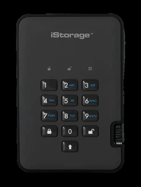 iStorage diskAshur2 5TB Mobile External Hard Drive in Black - USB3.1