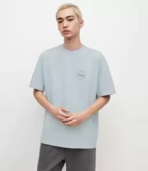 AllSaints Mens Cotton Omiri Crew T-Shirt, Blue, Size: S