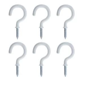 BQ White Metal Cup Hook Pack of 6
