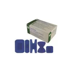 Blue Catering Waterproof Plasters Assorted Box of 100 Metal Detectable 5 Sizes