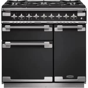 Rangemaster ELS90DFFCB/ Elise 90 Dual Fuel Cooker, Charcoal Black
