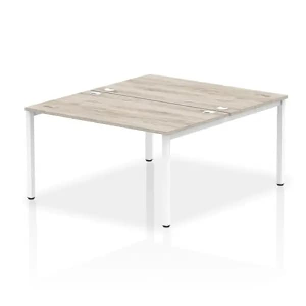 Impulse Bench B2B 2 Person 1400 White Frame Office Bench Desk Grey Oak