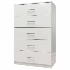 Helston Gloss Tall 5 Drawer Chest, white