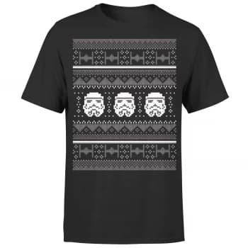 Star Wars Christmas Stormtrooper Knit Black T-Shirt - XL - Black