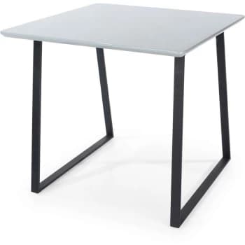Baldwin - Modern Grey High Gloss Square Dining Table Solid Metal Legs Levellers Kitchen