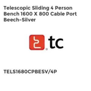 TC Group Telescopic Sliding 4 Person Bench 1600 x 800 Cable Port Beech-silver
