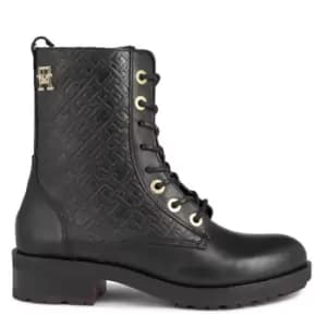 Tommy Hilfiger Th Monogram Biker Boot - Black