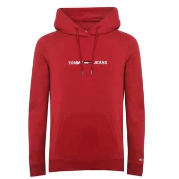 Tommy Jeans Straight Logo Hoodie - Red XLK